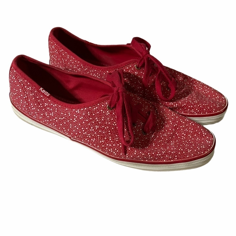 Keds Women’s 9.5 Champion Seltzer Dots Red White Lace Up Shoes Preppy Retro